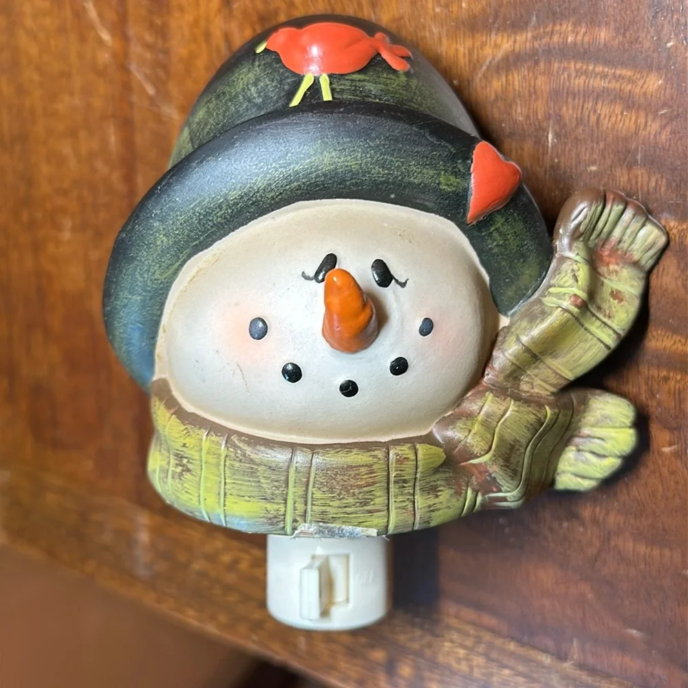 Snowman Nightlight Ceramic Winter Christmas Holiday Light